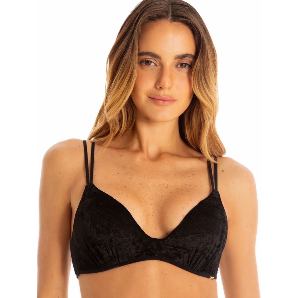 Sutiã Decote V Velvet com Bojo Sem Aro Veludo Respirável Elegante Premium 100% Algodão Plié