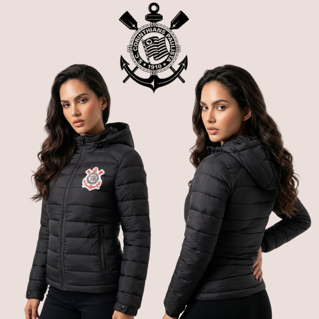 Jaqueta Bobojaco Feminina Corinthians Original Com Capuz Ideal Para Inverno e Frio