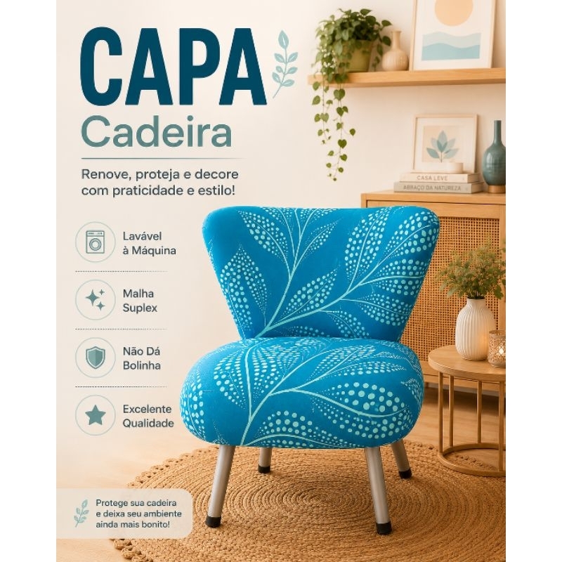 Capa p/cadeira poltrona decorativa estampadas modelo borboleta/ canoa.