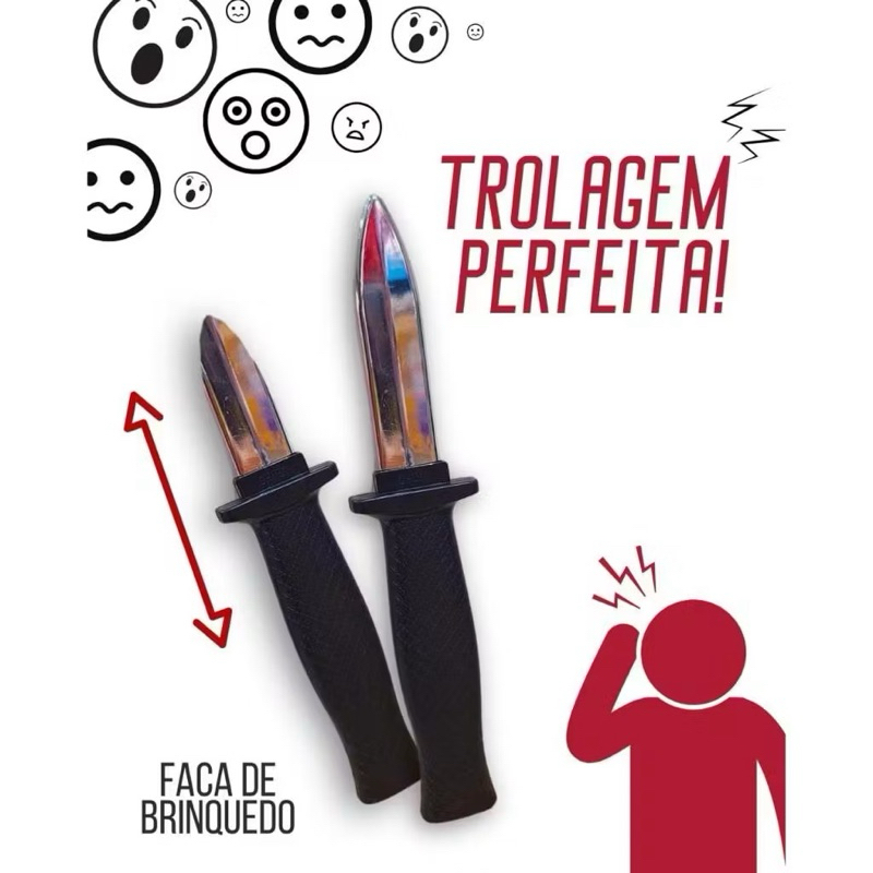 Faca Mágica Pegadinha | Faca Maluca Retrátil | Brincadeiras, Susto, Trolagem | Piada, Engraçado
