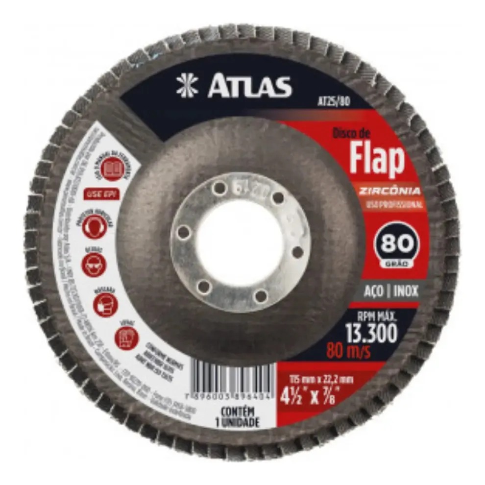 Disco Abrasivo Flap 115mm Zircônia - O Grão Cor Grão 80 / 60