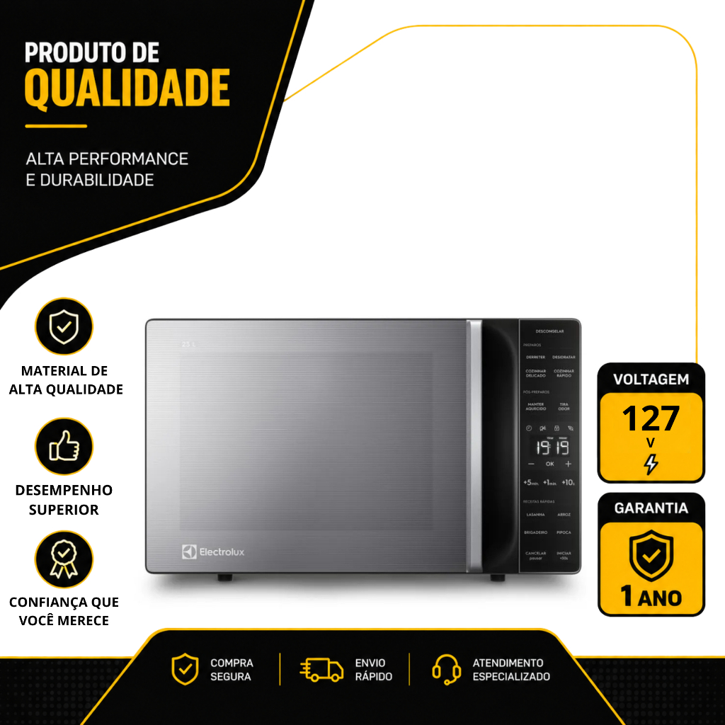 Microondas Electrolux Efficient C/ Descongelamento Automático Prata 23l 127v Me23s