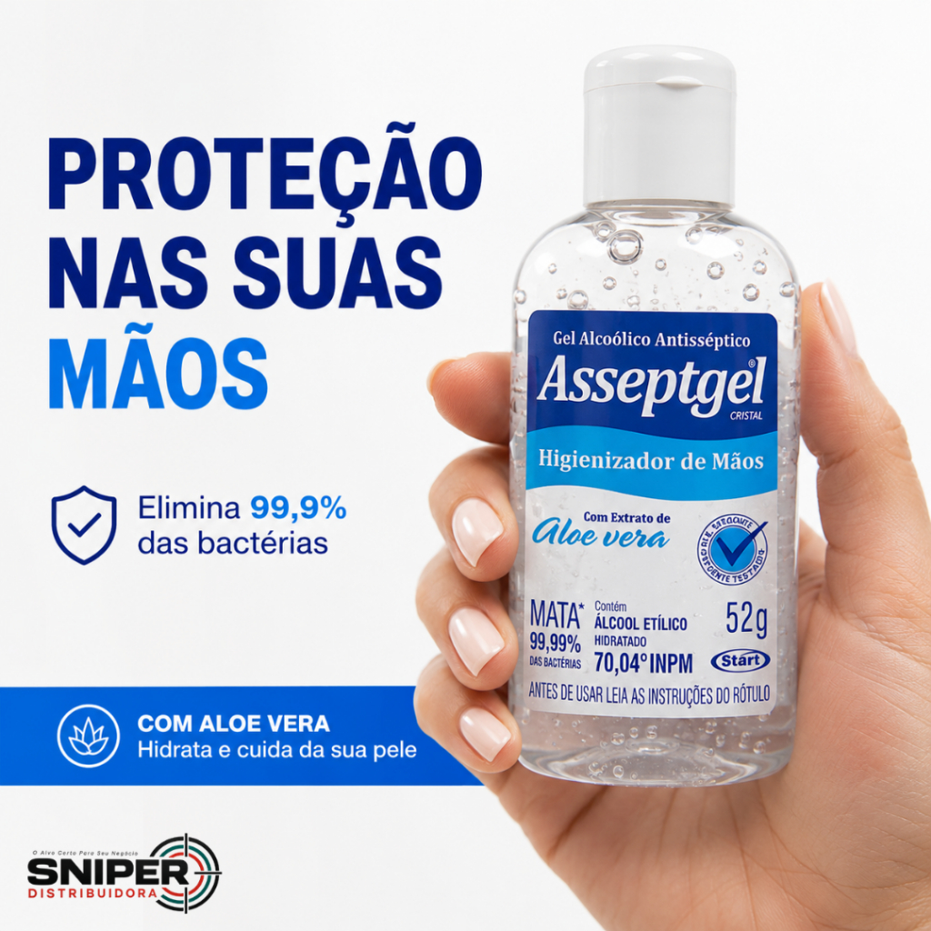 Alcool em Gel Antisséptico 52gr para Mãos Bolsa e Bolso Praticidade Higiene 12 Frascos Atacado — imagem 2 de 2