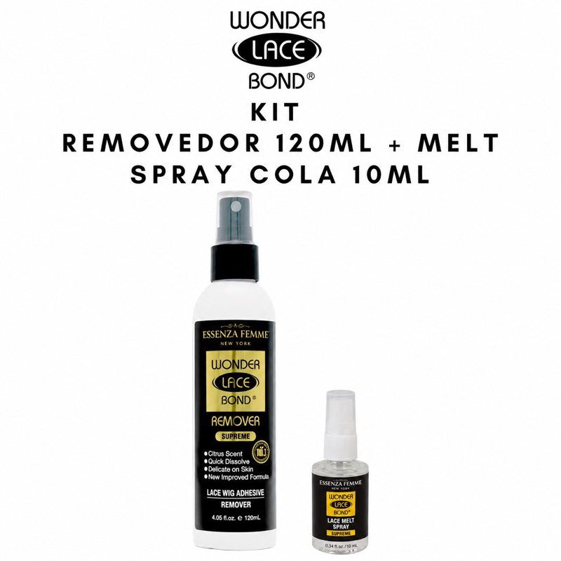 Kit Melting Spray Lace Front + Removedor Cola Peruca Wonder Lace Bond EBIN NEW YORK Fixação Forte Natural