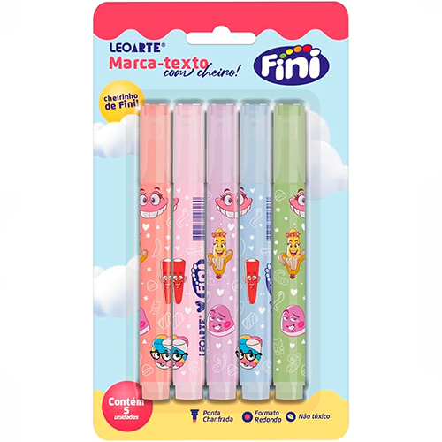 MARCA-TEXTO CORPO ESTAMPADO C/ AROMA FINI - BLISTER C/ 5 UND LEOARTE