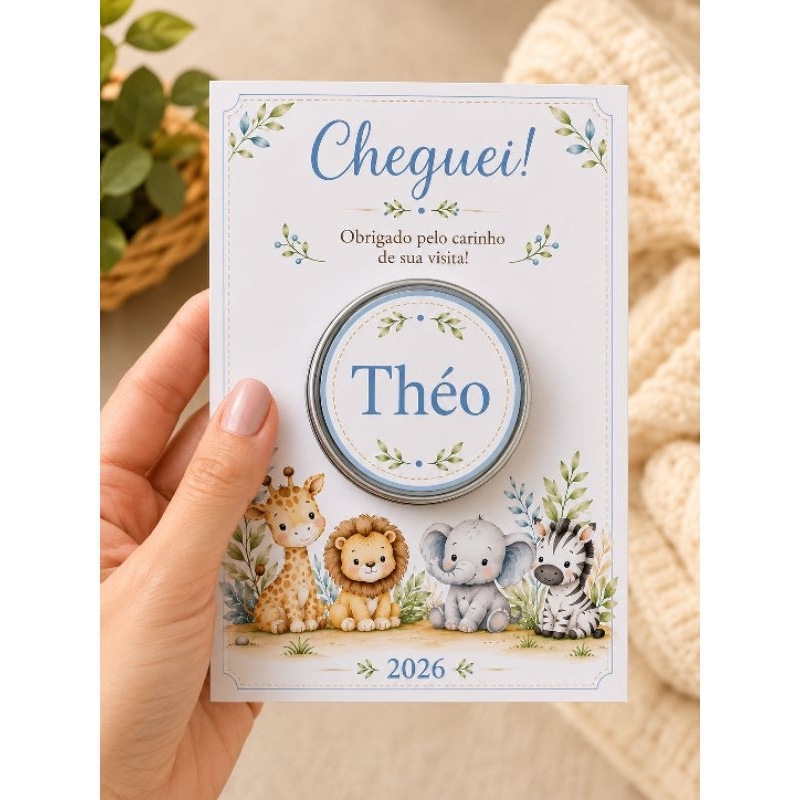 15 Lembrancinha Maternidade Safari Baby com Vela Aromática Personalizada