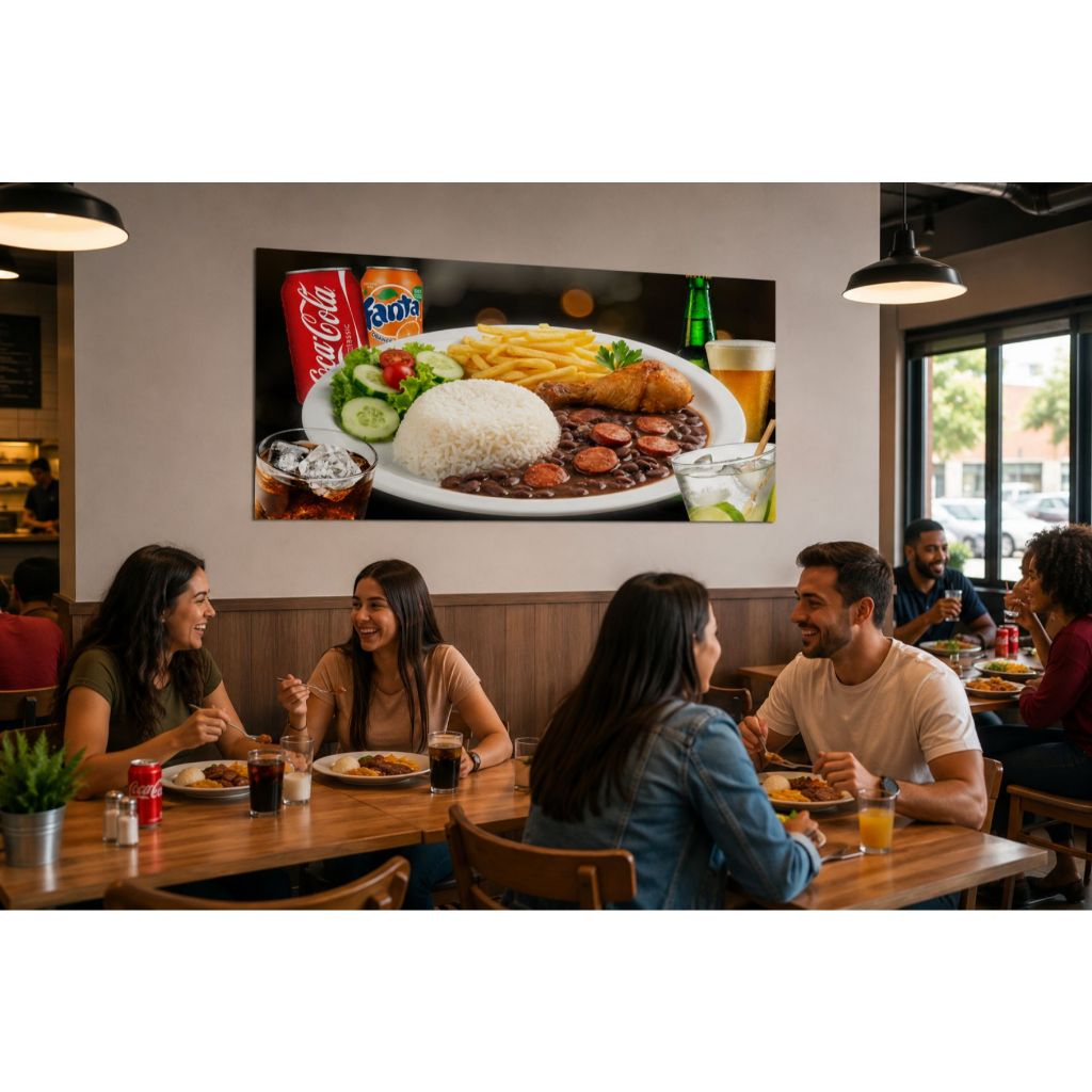 Painel Adesivo Prato Feito Comida Restaurante Almoço Janta Bebidas Refrigerante