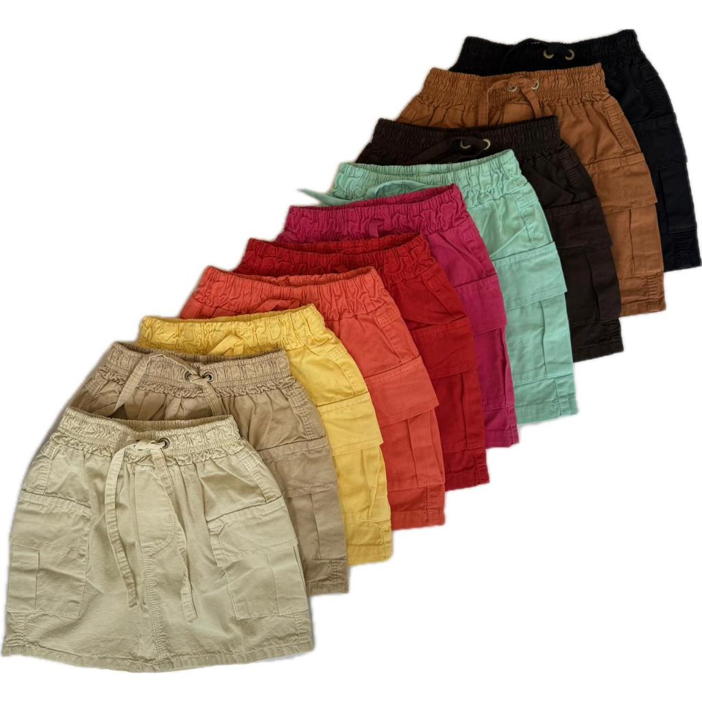 Kit Saia Cargo Infantil Feminina Casual Dia a Dia Meninas
