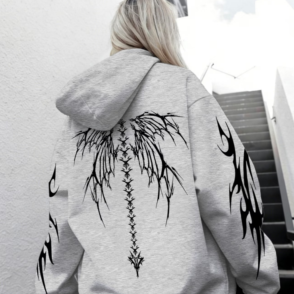 Moletom  Canguru Tribal Grunge Estampado Mangas Inverno Estiloso Unissex Flanelado