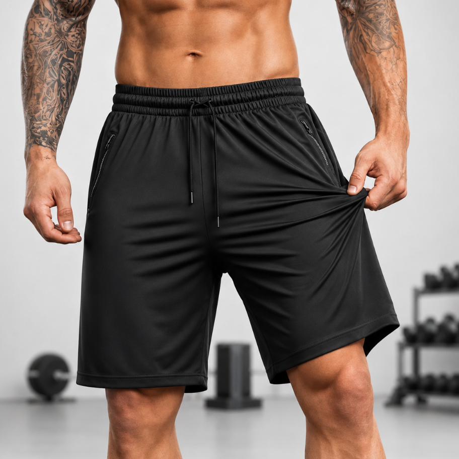 Shorts Bermuda Masculino com Ziper Academia Esportivo Corrida Praia Poliamida Respirável & Leve