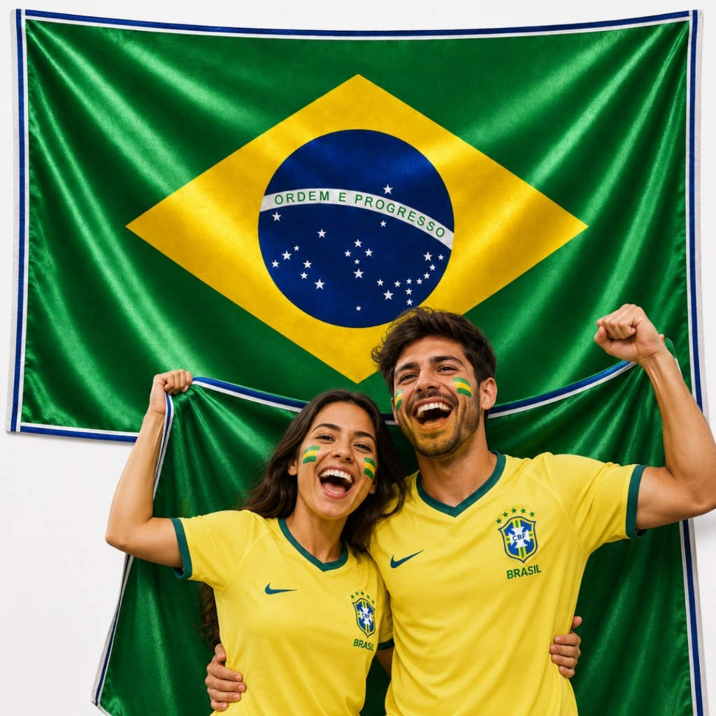 Bandeira do Brasil Grande 150x90cm Copa do Mundo para Bastão – Tecido Resistente