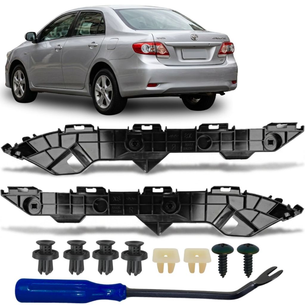 Par de Guia Garra Suporte Fixação Parachoque Traseiro Para Toyota Corolla Corolla 2009/2012