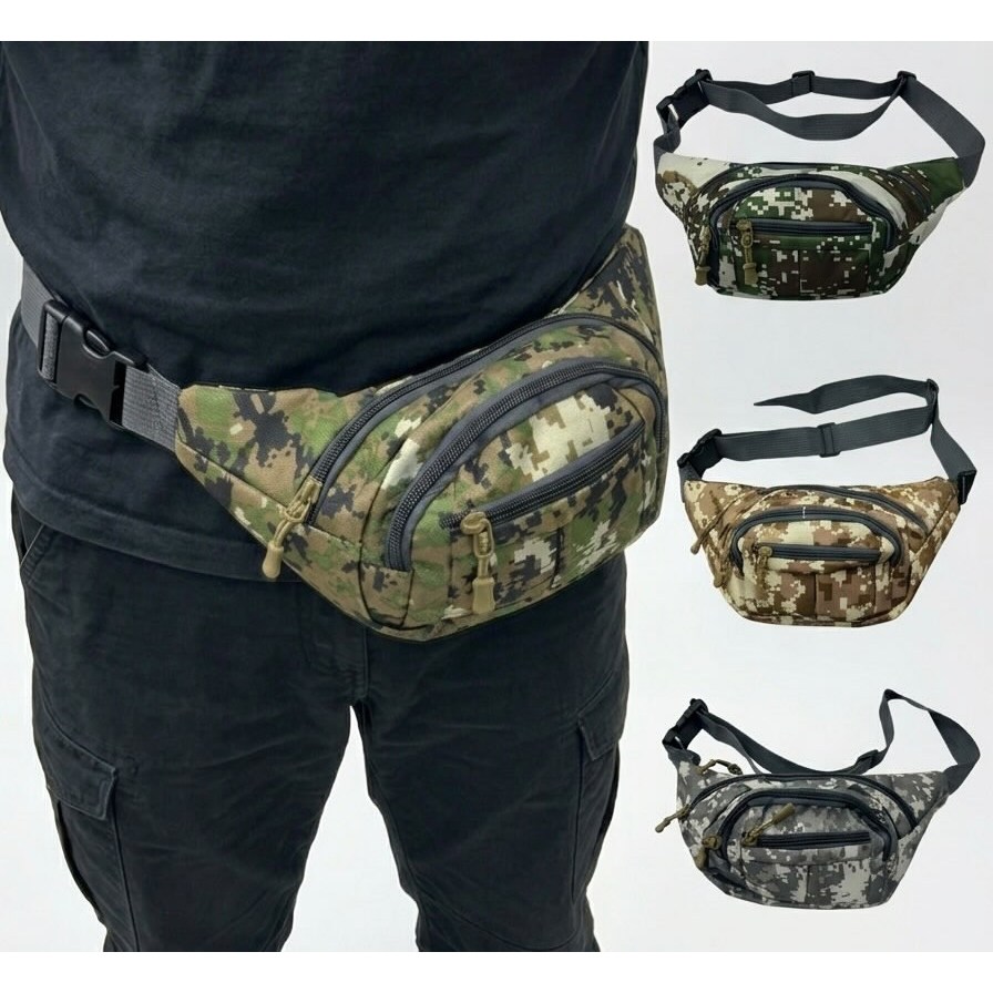 POCHETE UNISSEX CAMUFLADA DE LONA COM DIVISORIAS