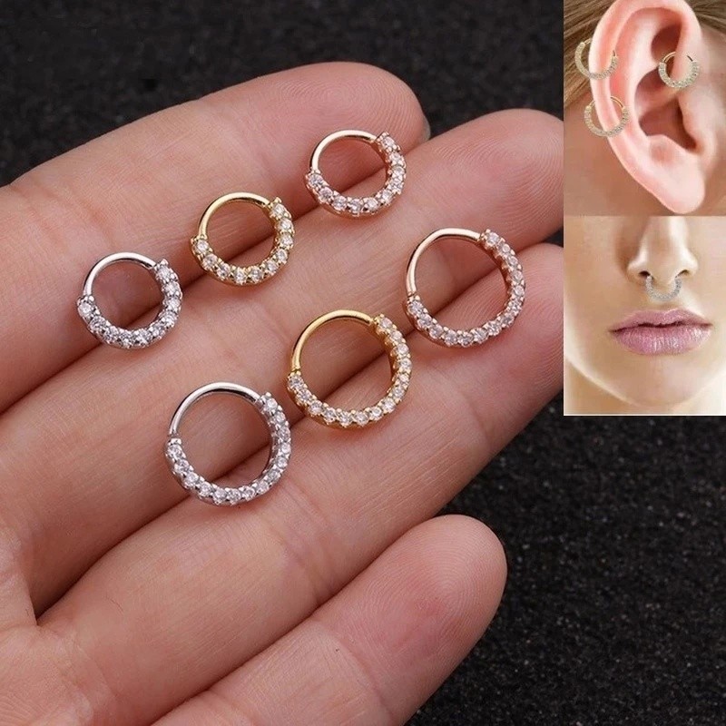 OI HELLO LOJA - Feeling 316L Piercing Argola Septo Nariz com Detalhes em Cristal 1 UNIDADE