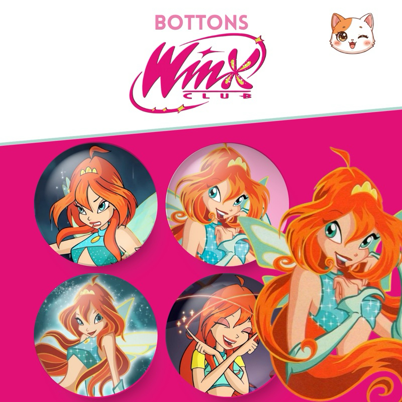 Kit 4 bottons Clube das Winx tamanho 3,2cm ou 4,4cm broche/buton/boton/pin