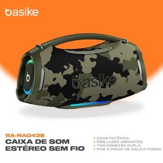 Caixa de Som Portátil Basike Bluetooth 200W Graves Fortes 18000mAh IPX6 À Prova D'água RG…
