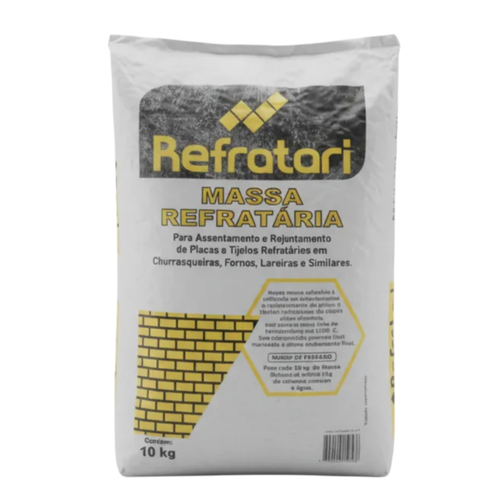 Kit Com 2 Massas Refratária Seca 10kg de Forno Churrasqueira Tijolo Plaqueta Casa Construção Reforma