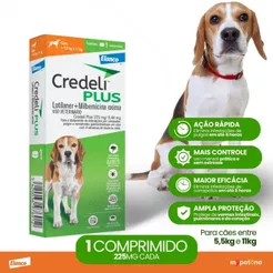 Credeli Plus Elanco para Cães de 5,5 a 11 kg - 1 Comprimido