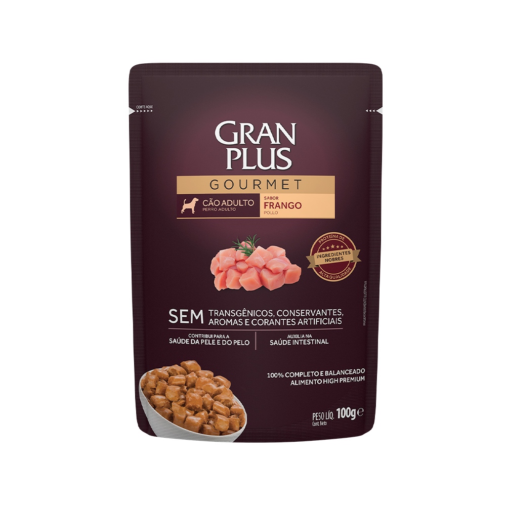 Ração úmida Gran plus cães adultos frango