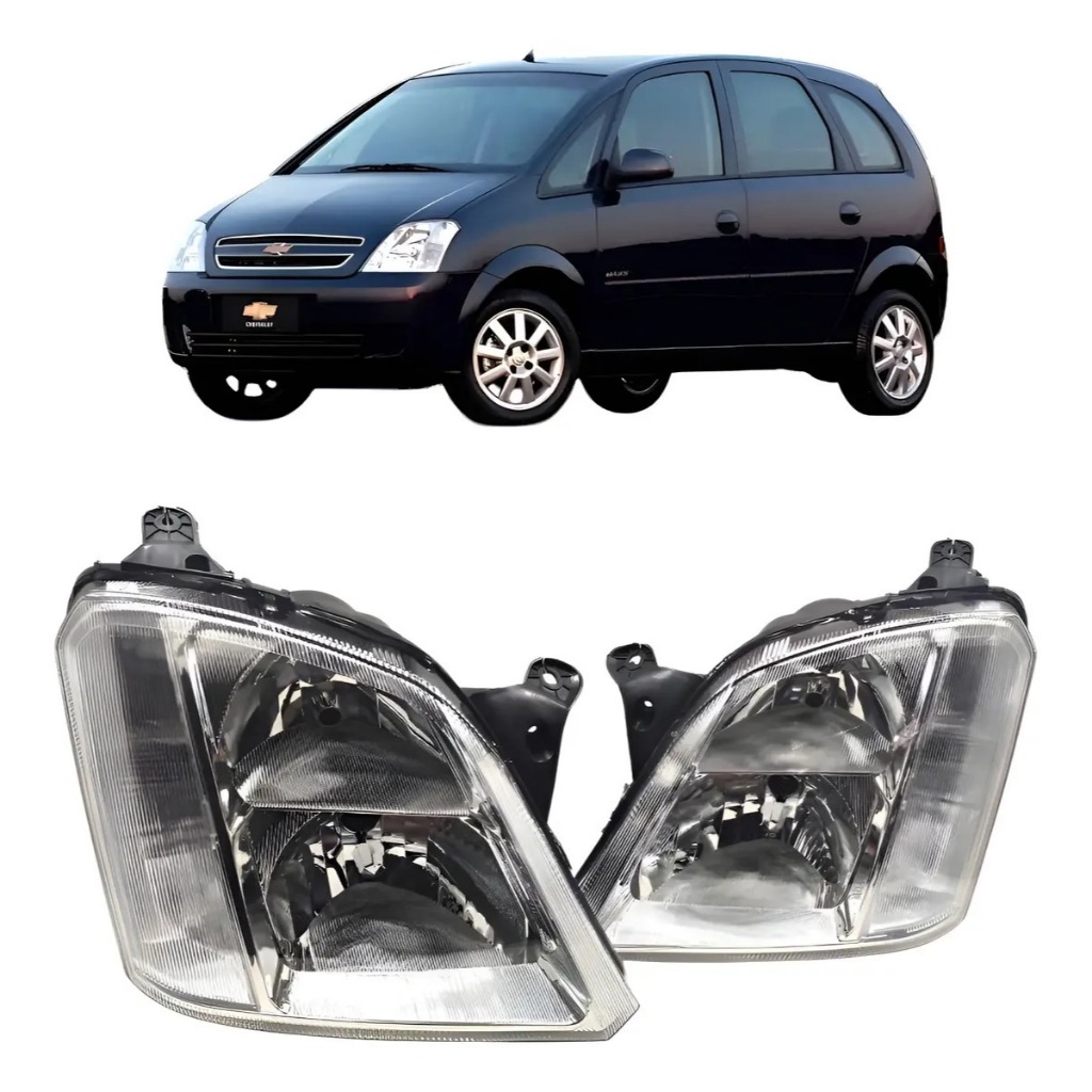 Farol Meriva Cromado 2003 2004 2005 2006 Até 2012 Regulagem Manual