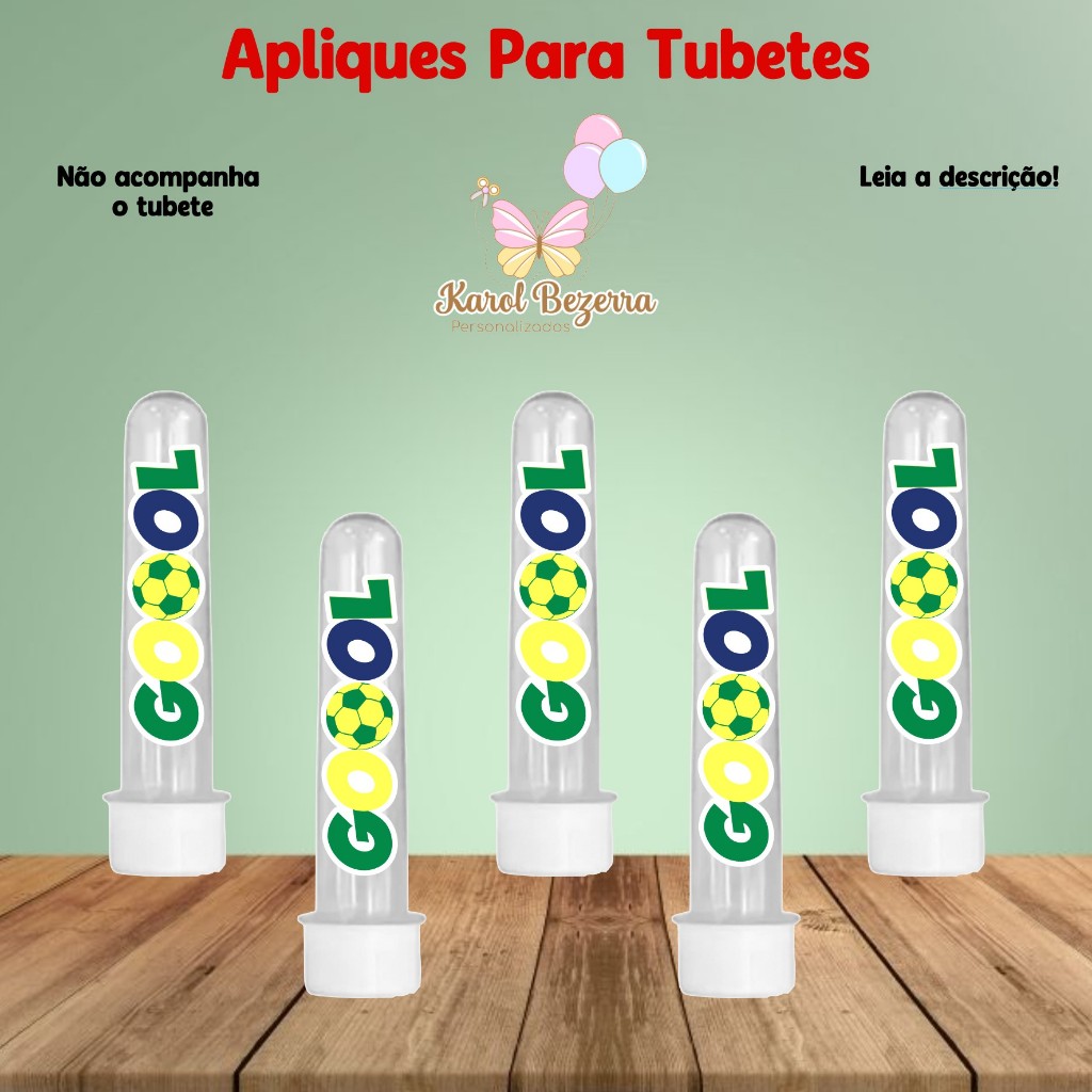 ENVIO RÁPIDO - Kit Apliques para TUBETES FUTEBOL GOOL BRASIL  Lembrancinha Festa Aniversário