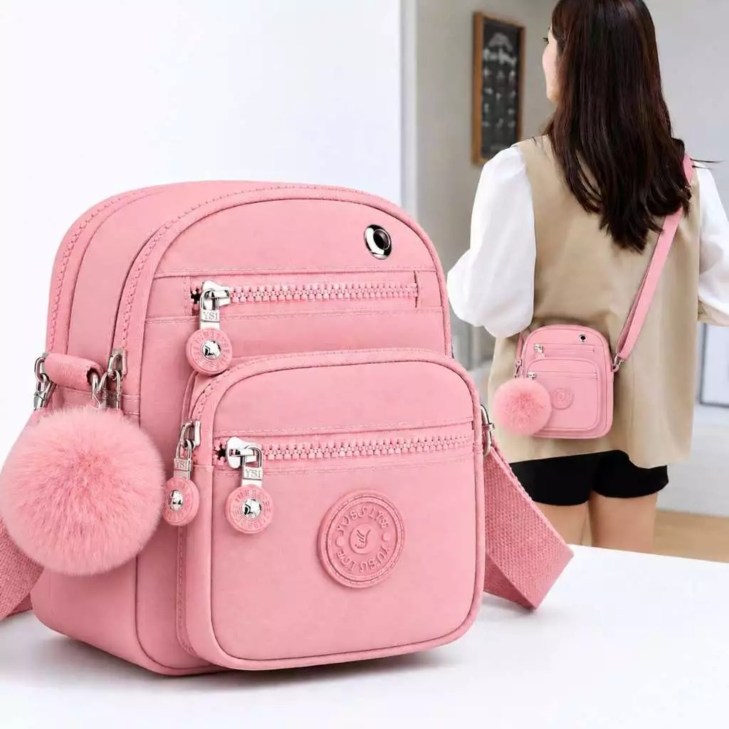 Bolsa Feminina Pequena Nylon impermeável Casual Transversal tiracolo Porta Celular — imagem 1