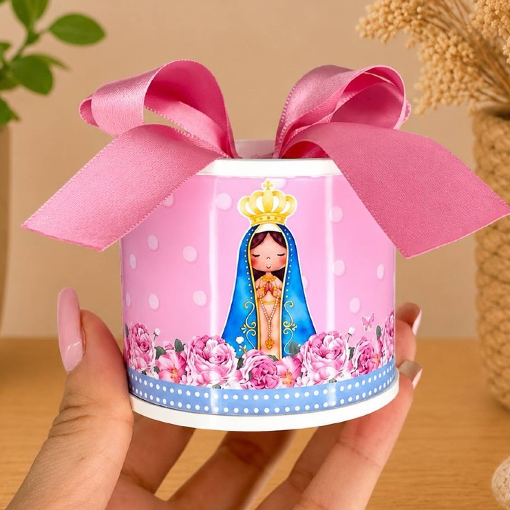 Kit Mini Tubolata Nossa Senhora Aparecida personalizadas I Lembrancinha | aniversário | 5x6 Tampa de Plástico branca