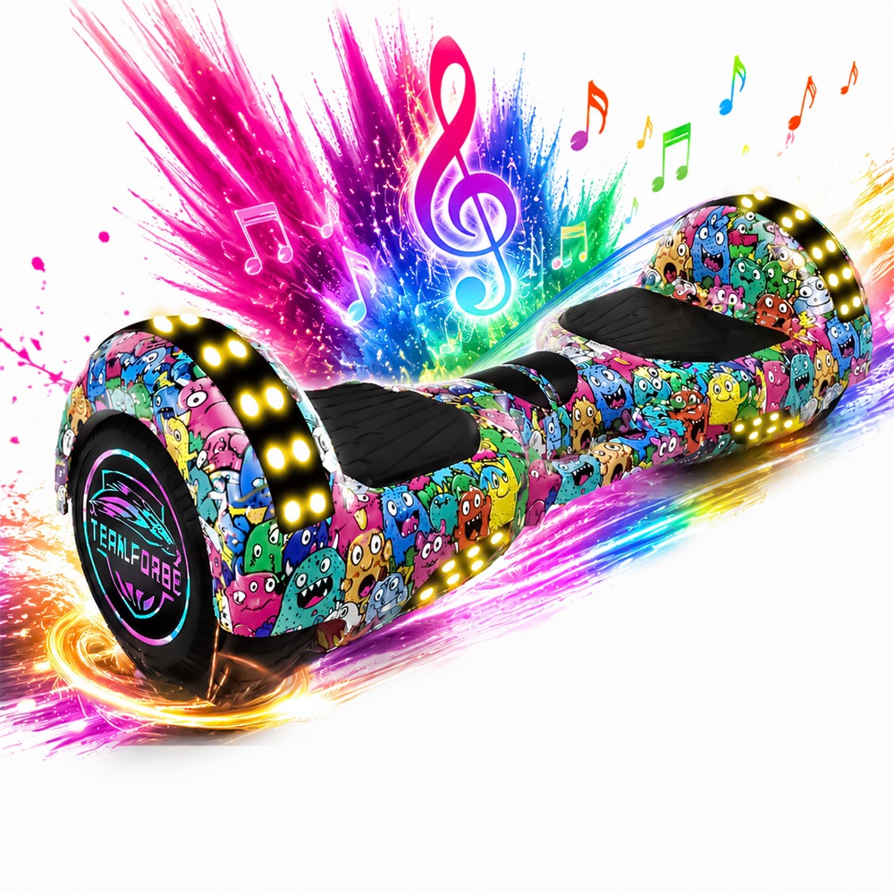 Hoverboard Infantil Skate Elétrico 6.5" 500W com Bluetooth Luzes LED Coloridas Bateria de Alta Capacidade Trailforge