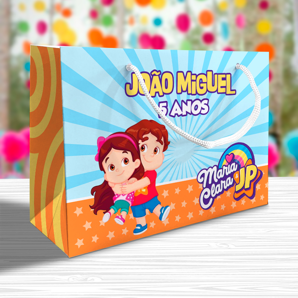 Sacolinha Maria Clara & JP Personalizada Festa Lembrancinha Kit Festa Sacola Deitada Reta