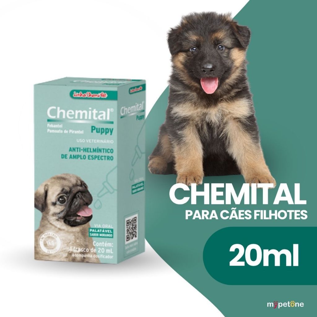 Kit 2 Vermífugo Filhotes Chemitec Chemital Puppy para Cães - 20 mL