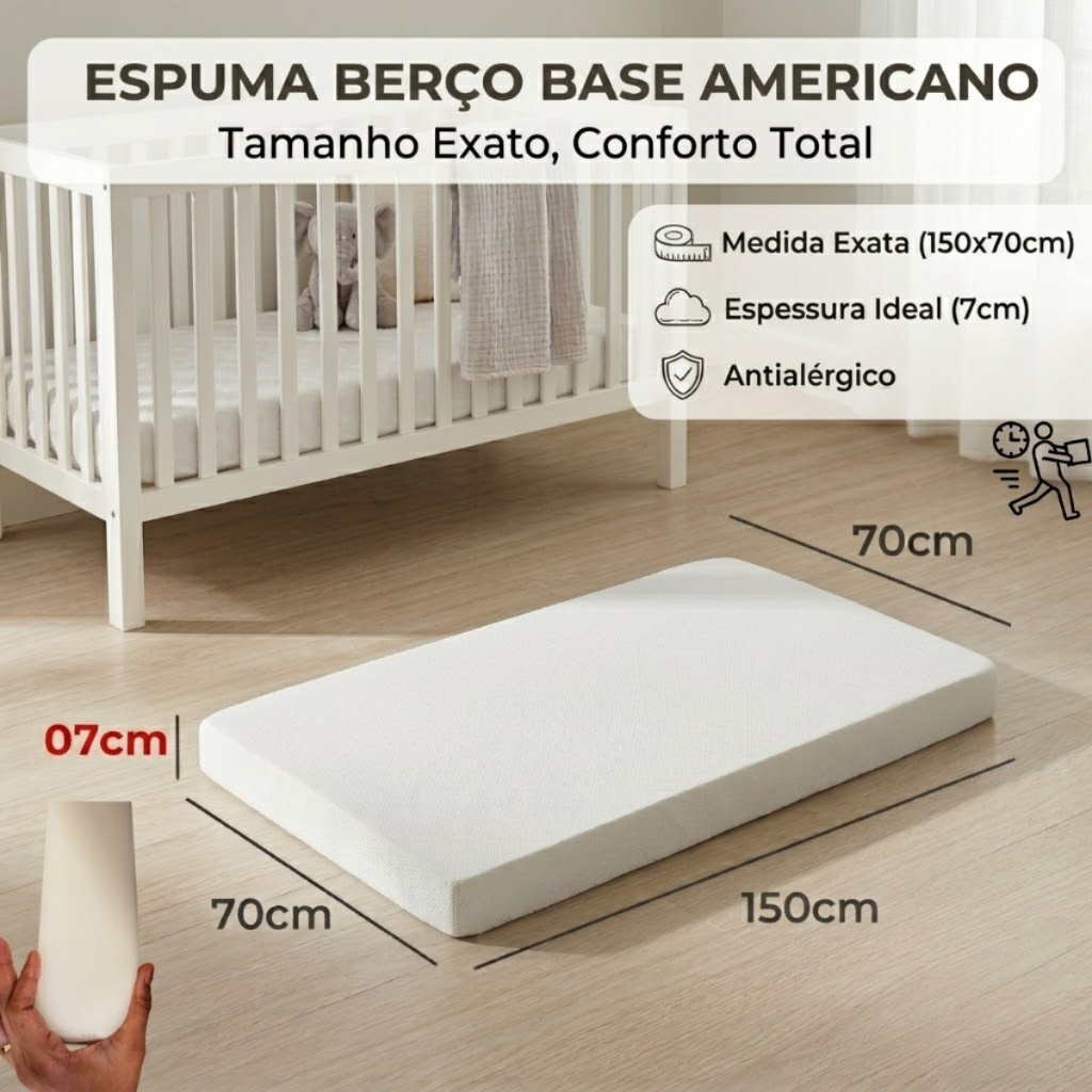 Espuma Colchao Mini Cama Infantil 150x70 Conforto Premium Seguro Menino Menina Juvenil Antialergico