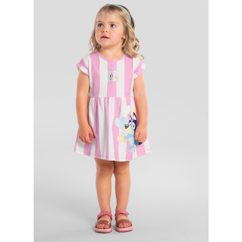 Vestido Bluey e Bingo BRANDILI - Licenciado BLUEY - roupa da Bluey e Bingo pra menina - vestido infantil