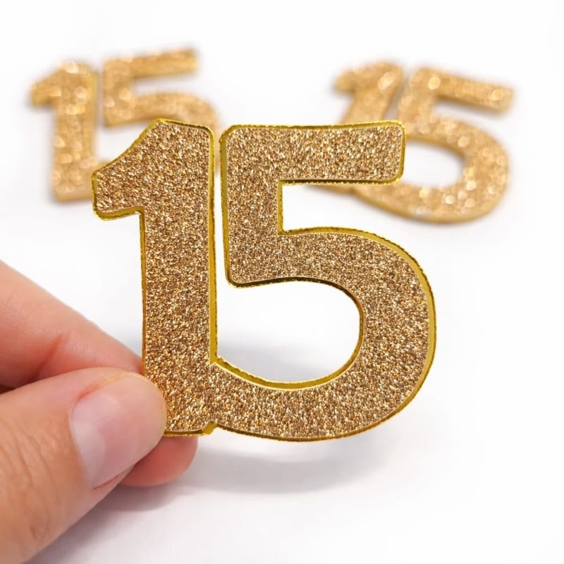 Aplique Número 15 Lembrancinhas, aniversario 15 anos – Papel Lamicote e Glitter
