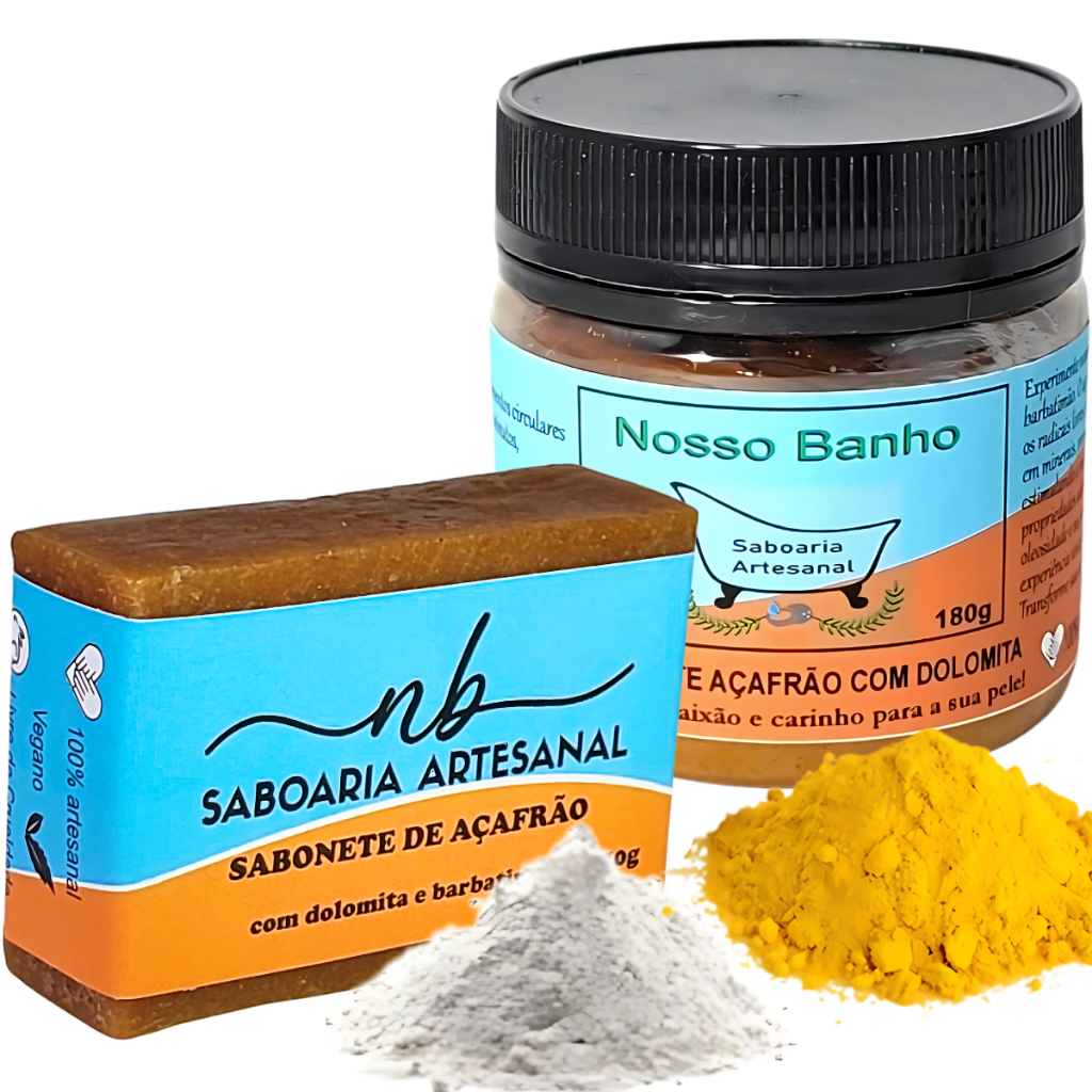 Kit Esfoliante e Sabonete em Barra Açafrão com Dolomita