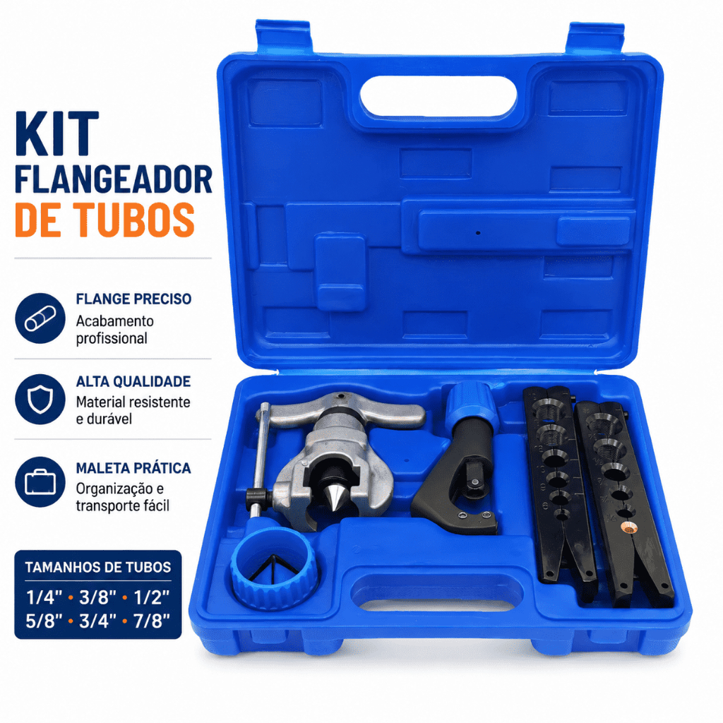 Kit Flangeador de Tubos Excêntrico com Catraca 3/16" a 3/4" + Cortador + Escareador