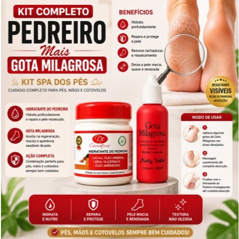 Kit Hidratante do Pedreiro 240 g + Gota Milagrosa Natty vida Micose Para Pés Unhas Joelhos ressecado