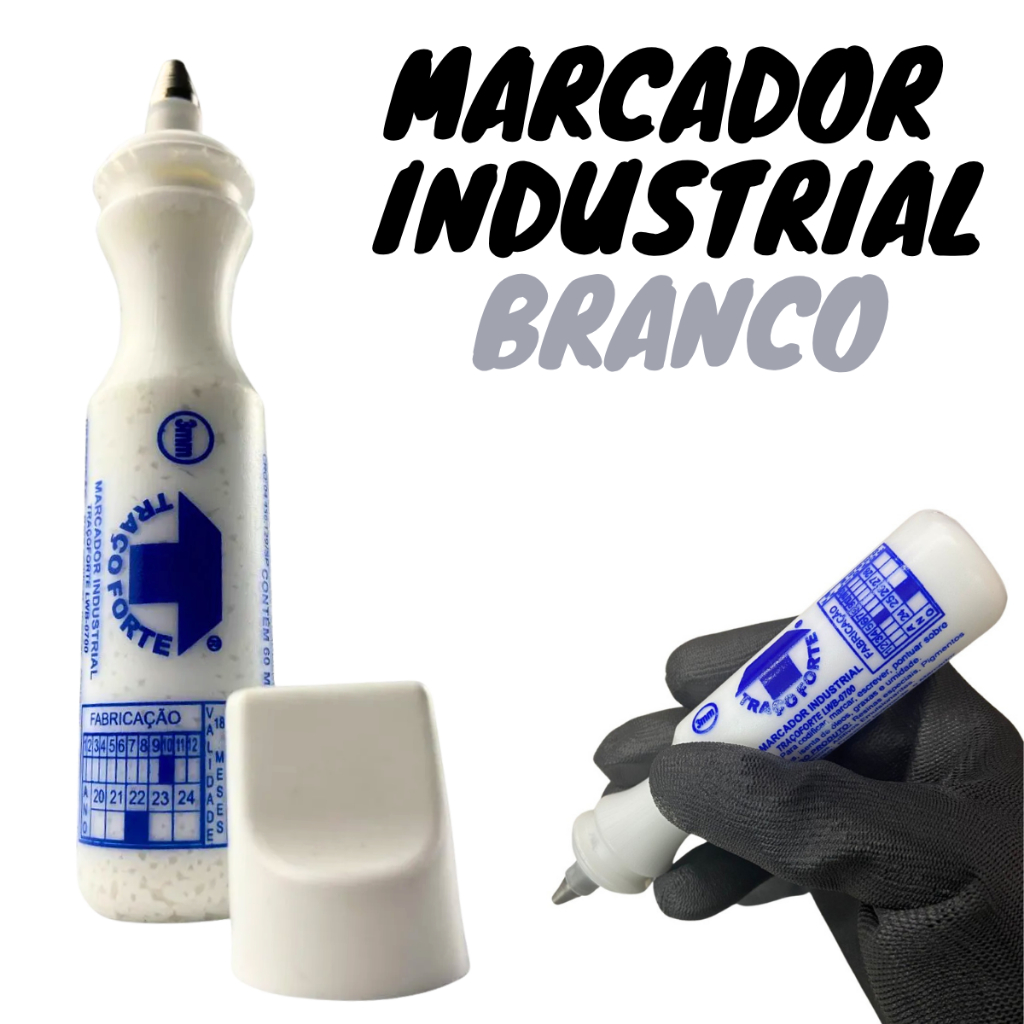 Marcador Branco Industrial Traço Forte - Baden