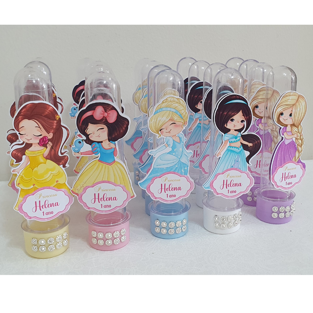 Tubete personalizado 3D com nome lembrancinha princesas baby | lembrancinhas aniversario princesas