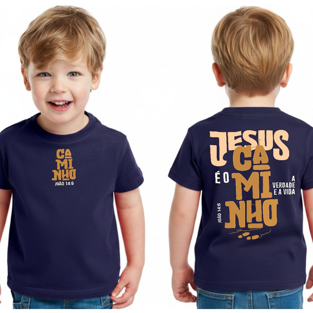 Camiseta Infantil  Streetwear Malha 30.1 100% Algodão Camisa Juvenil Estilosa Jesus é o Caminho