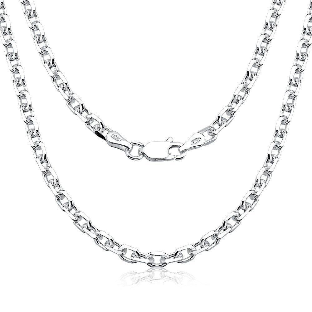 Corrente Masculina de Prata 925 Elo Cadeado com 60cm e 3,5mm