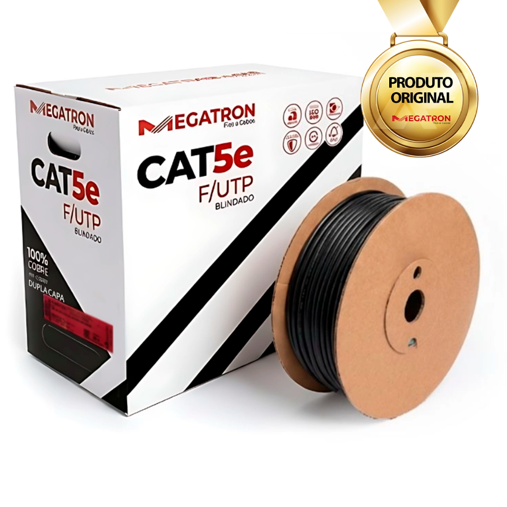 Cabo Lan Cat5e F/UTP Externo Dupla Capa 100% Cobre Blindado Rolo 305m