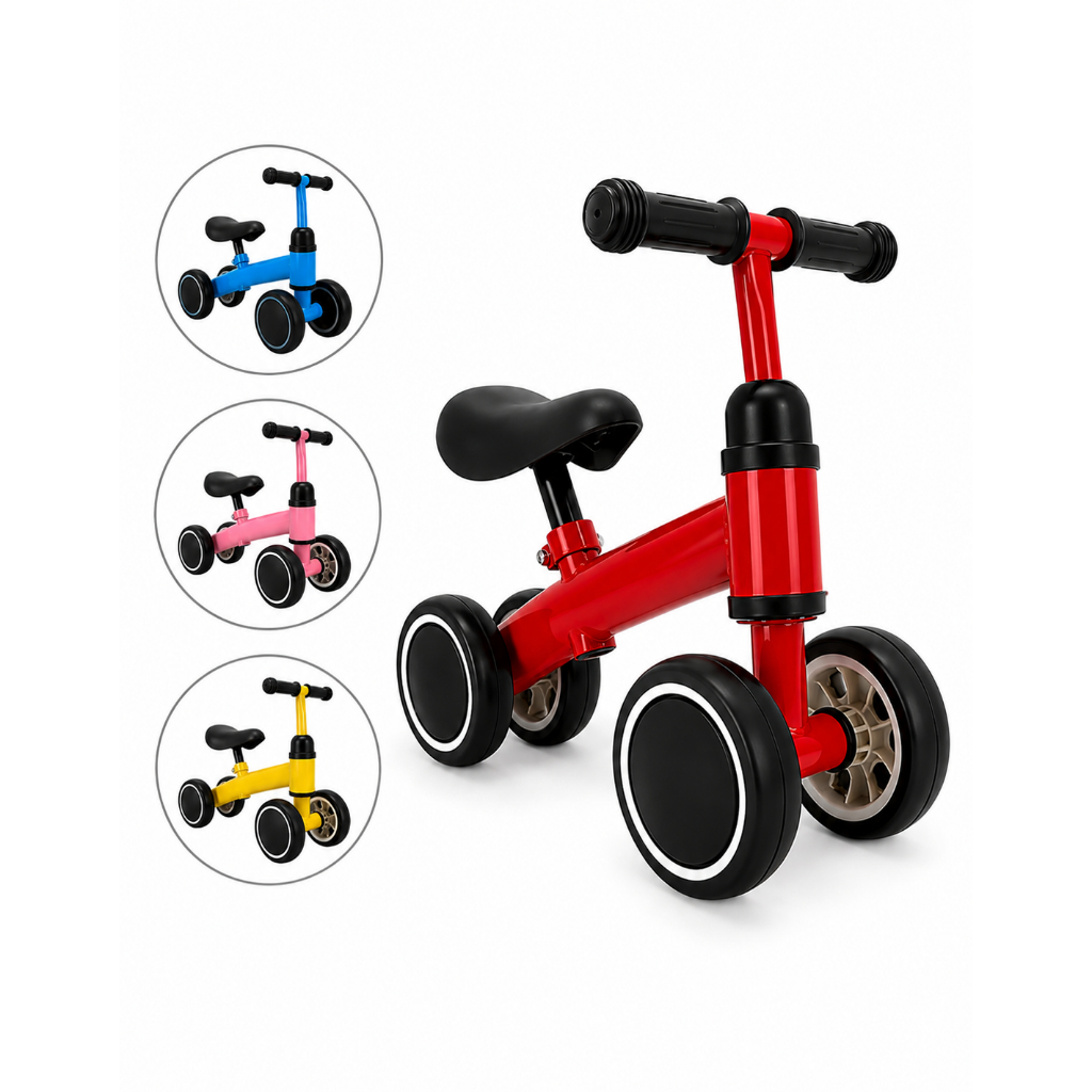 Bicicleta Equilibrio Sem Pedal 4 Rodas Motoca Infantil Andador 2 Anos Desenvolvimento