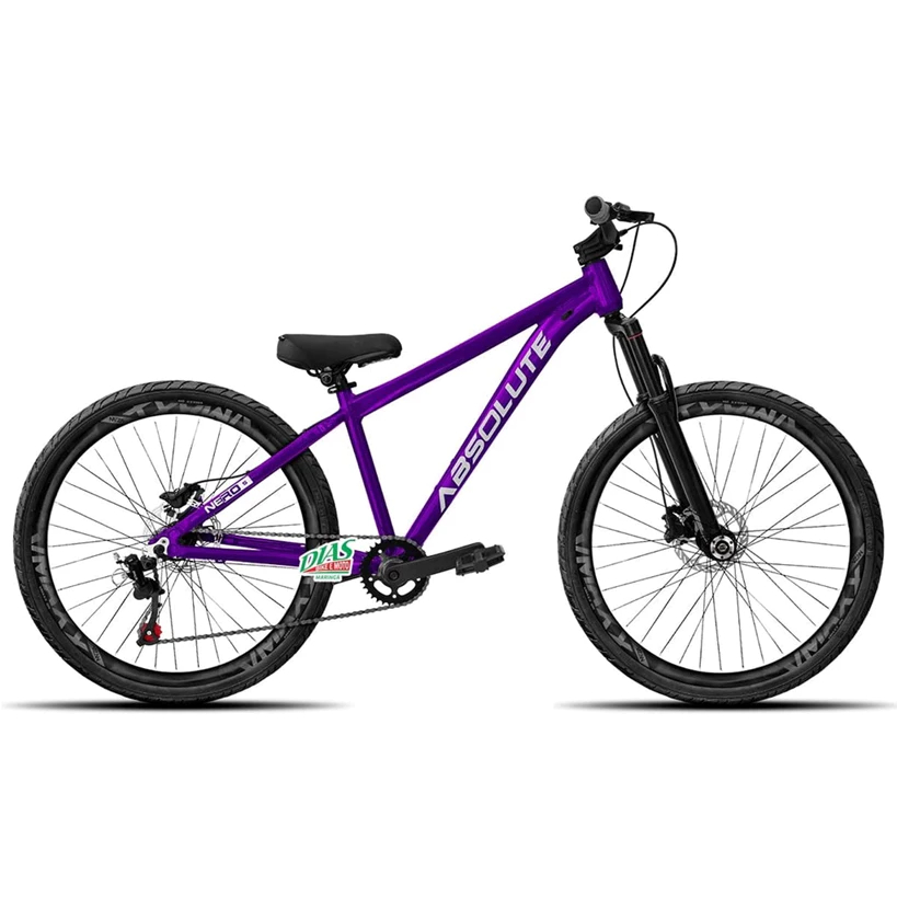 Bicicleta aro 26 Single 1x1 Absolute nero 5 do grau Freio a Disco Suspensão pneus Flame - Envio imediato