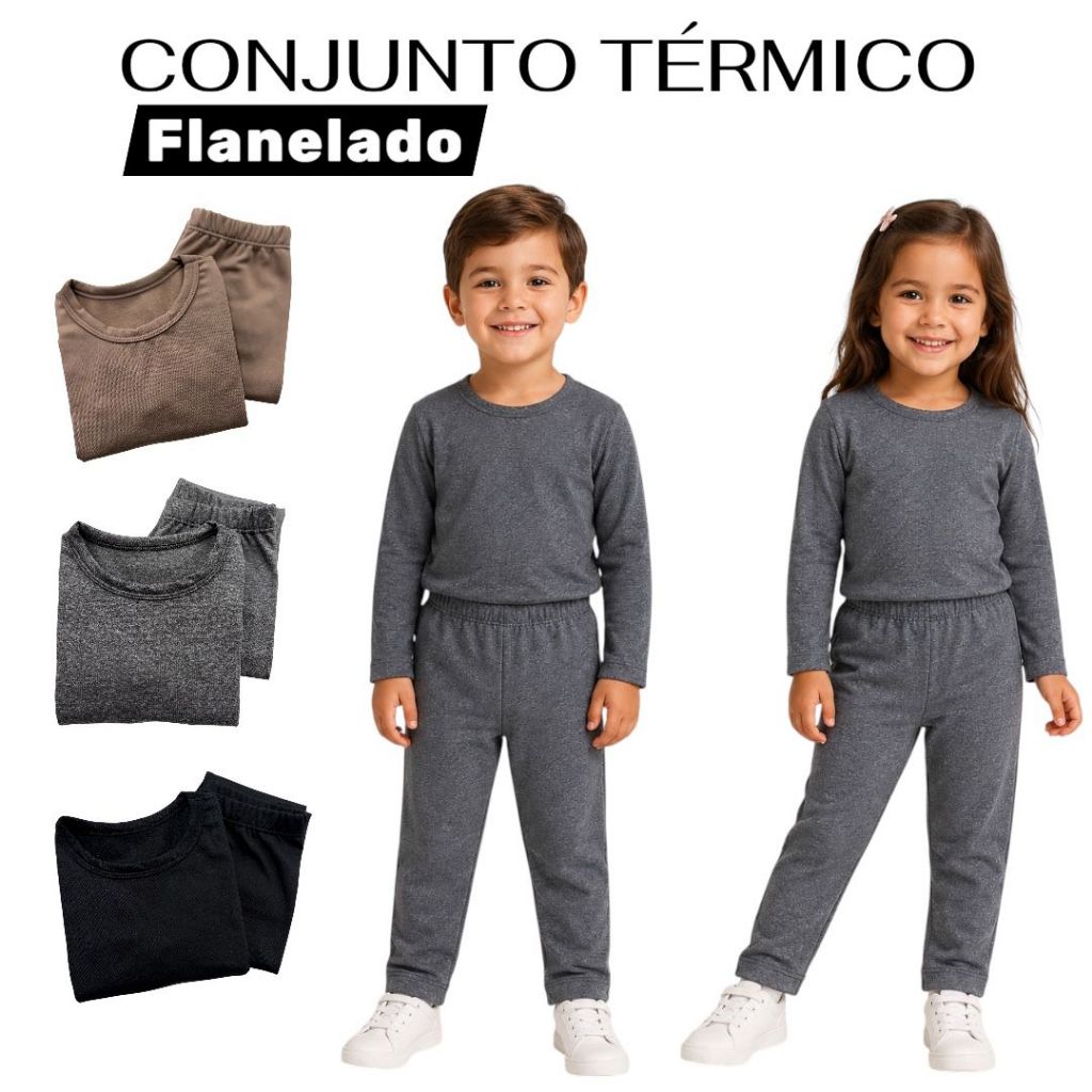 Conjunto Térmico Flanelado Quentinho Infantil Unissex outono/inverno