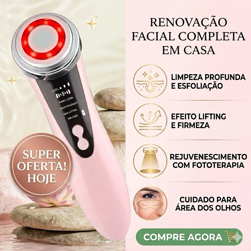 Massageador Facial  e Radiofrequência EMS Lifting Rejuvenescimento Dispositivo de Beleza Elétrico Cuidados com a Pele