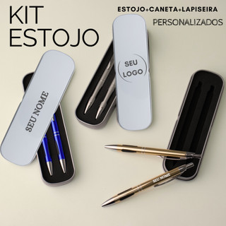 Kit Personalizado Estojo Caneta e Lapiseira Metal Presente Premium