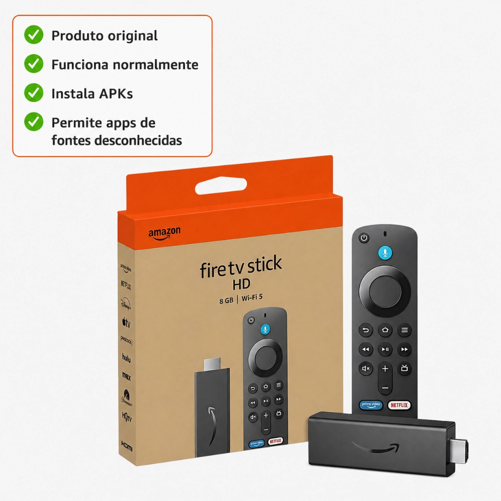 Fire TV Stick HD (Última geração) com Controle Remoto Por Voz com Alexa (inclui comandos de TV)