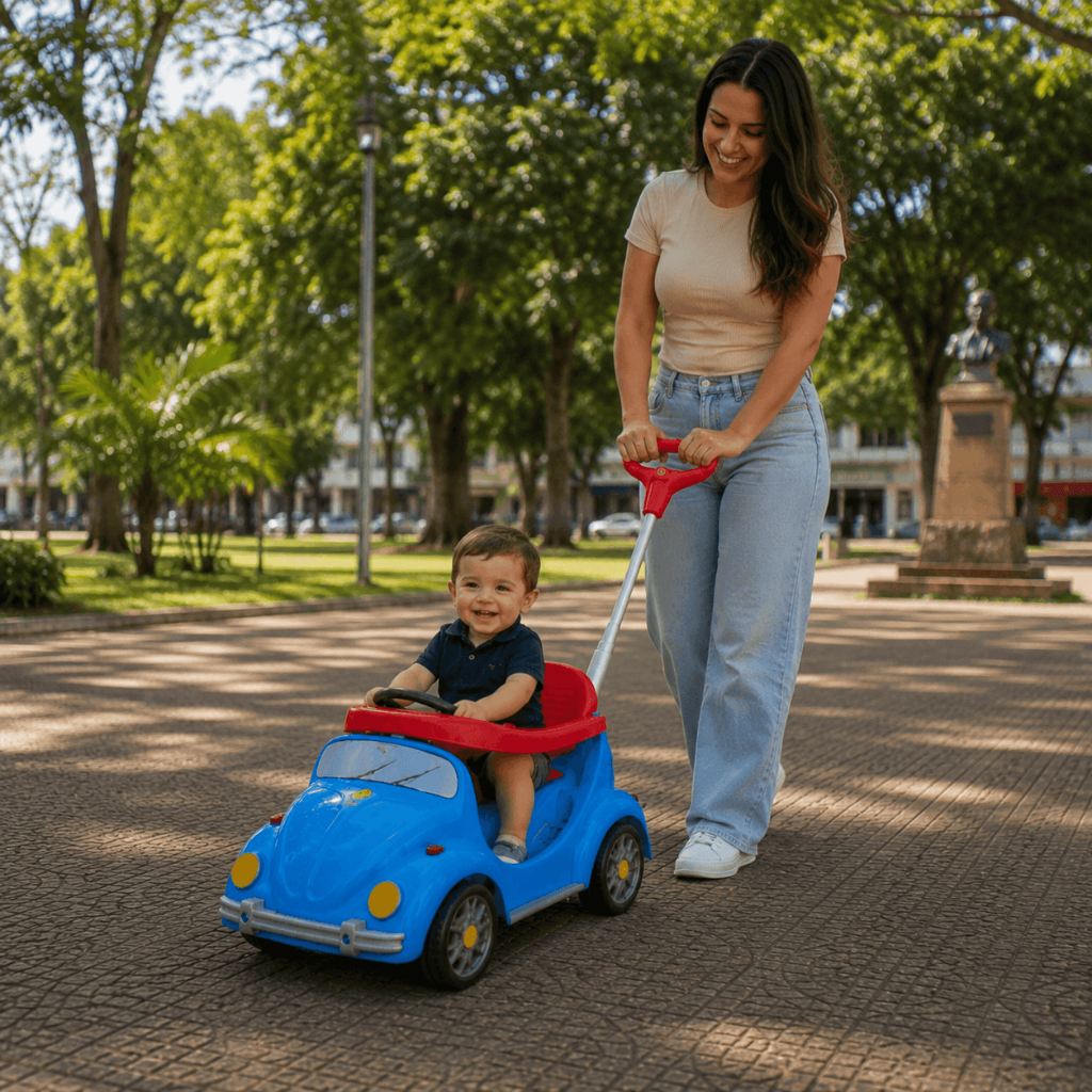 Carrinho Passeio Pedal Calesita 1300 Fouks Fusca 2 em 1 Azul