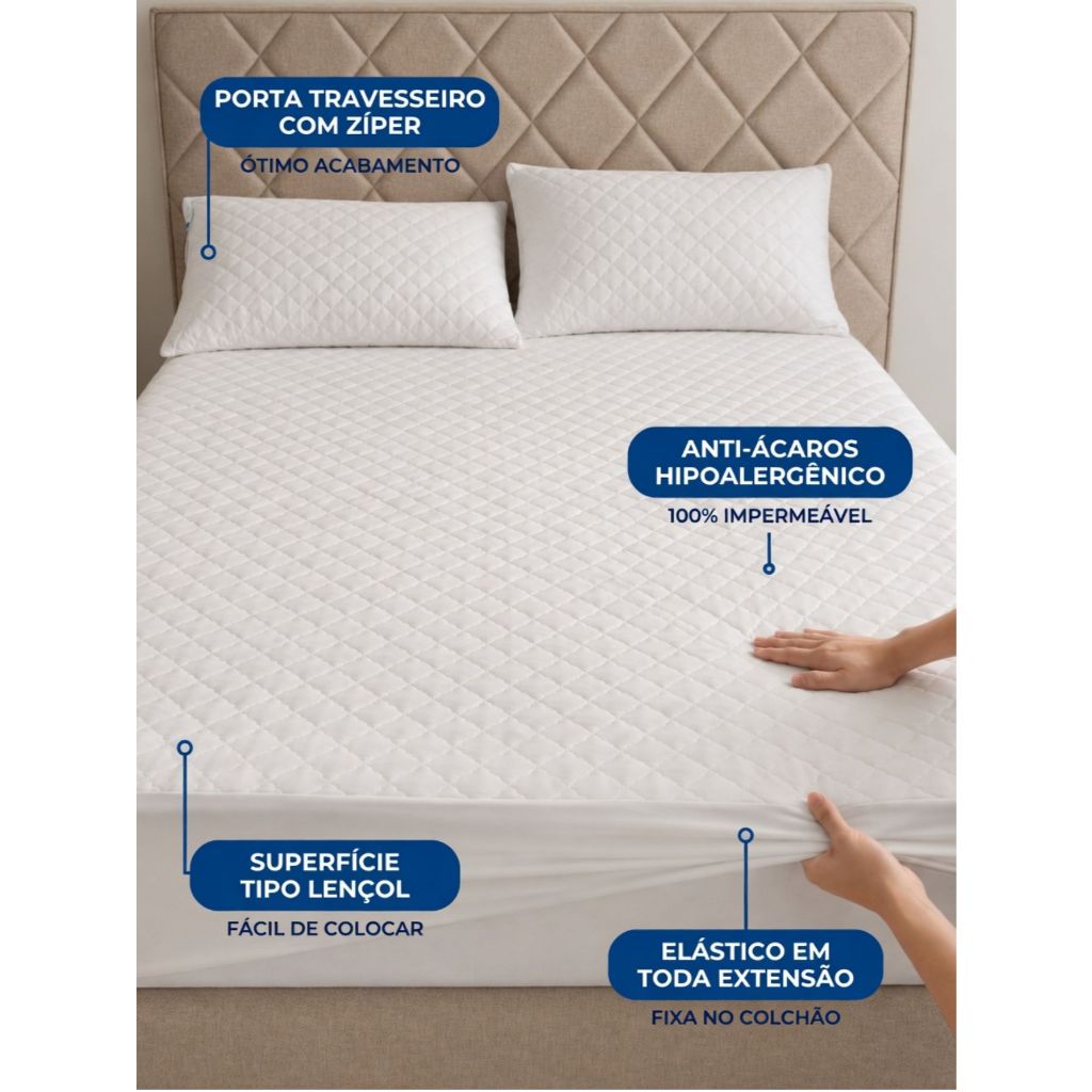 Capa Protetor de Colchão Box Casal,Queen,King e Solteiro Matelado Impermeável Diversos Modelos - Fmc