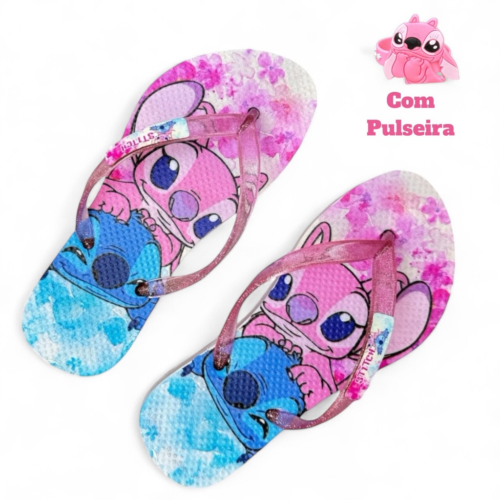Chinelo Infantil Feminino Menina Personagem Com Pulseira  Confortável Antiderrapante 25 ao 34